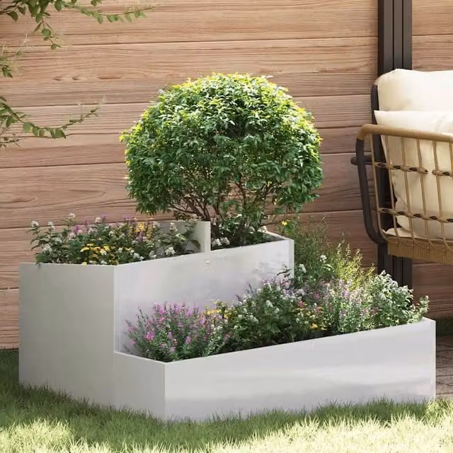 Vaso da giardino ornamentale vidaXL in acciaio inossidabile argento L: 80 cm, P: 80 cm, H: 50 cm