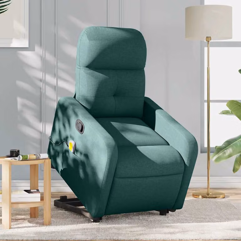 Poltrona Alzapersona con Massaggio vidaXL Verde, con Braccioli e Supporto Elettrico per Senior