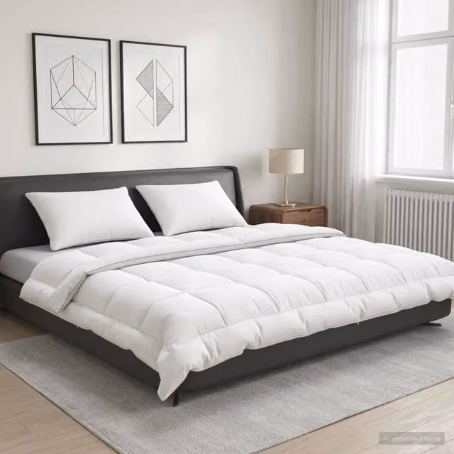 Set di piumone e cuscini 3 pz vidaXL in lana e microfibra bianco L/P/H: 220 x 260 cm