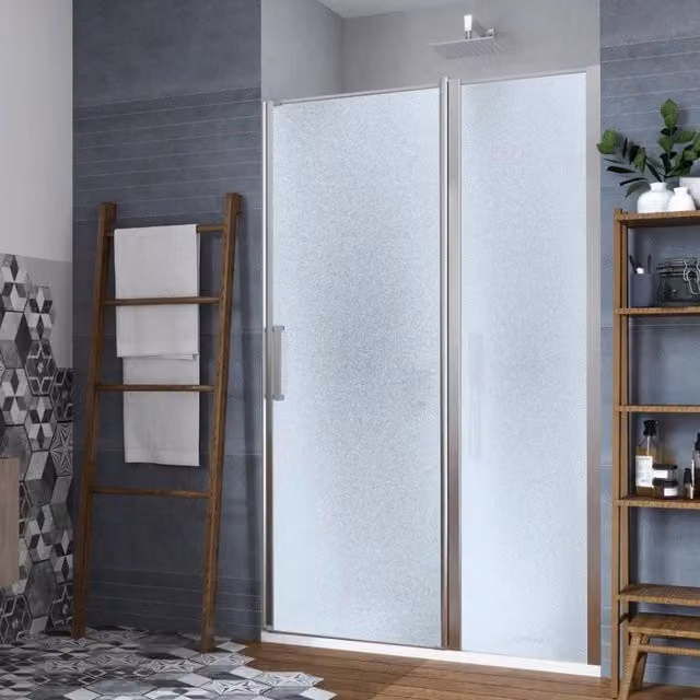 Porta doccia battente modulare IX BOX SHOWER in cristallo temperato da 6mm con finitura cromo lucido, H 195 cm x L: 107-109 cm