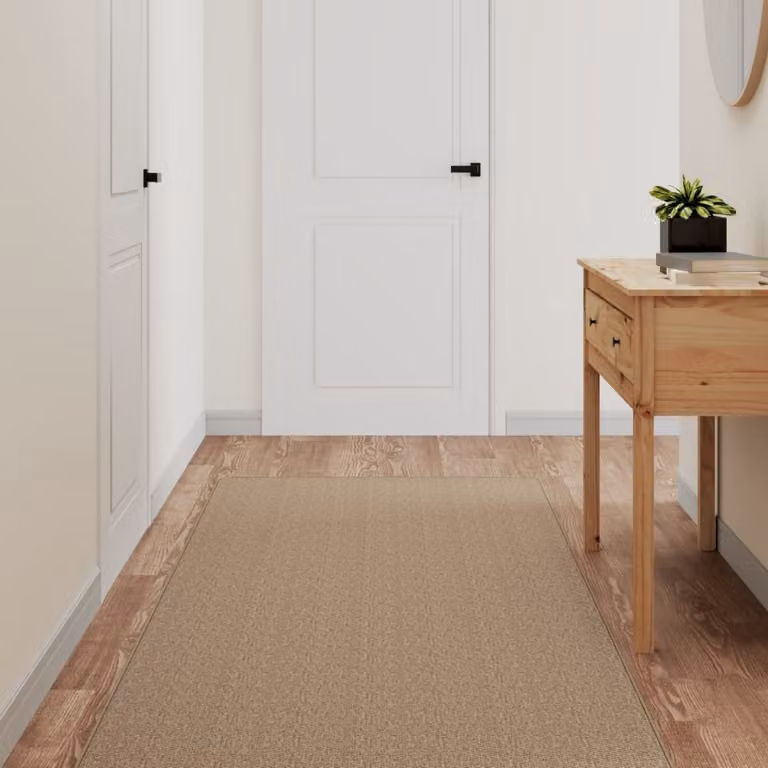 Tappeto a corsia vidaXL in aspetto sisal color sabbia e marrone, L 300 x P 80 cm