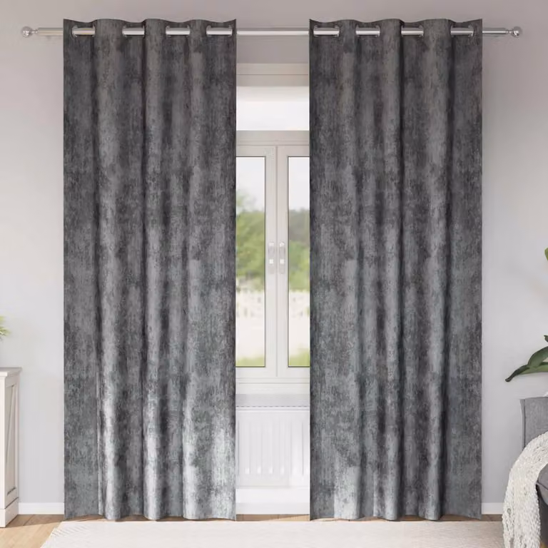 Set di 2 tende blackout in velluto vidaXL grigio, termoisolanti, H: 225 cm x L: 140 cm