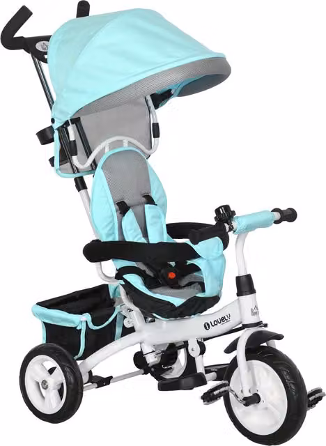Triciclo 6 in 1 HOMCOM per bambini con tettuccio, cintura di sicurezza a 5 punti e freno, verde