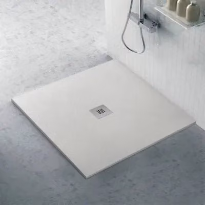 Piatto doccia quadrato INBAGNO Karen in resina minerale colore bianco effetto pietra, L: 70 cm, P: 70 cm, H: 3 cm