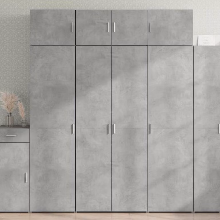 Armadietto da parete vidaXL in MDF Grigio Cemento con ante a battente, L: 80 cm, P: 42,5 cm, H: 225 cm