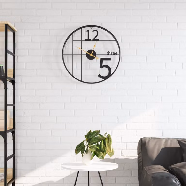 Orologio da parete analogico vidaXL in metallo nero stile rustico con movimento silenzioso Ø 50 cm