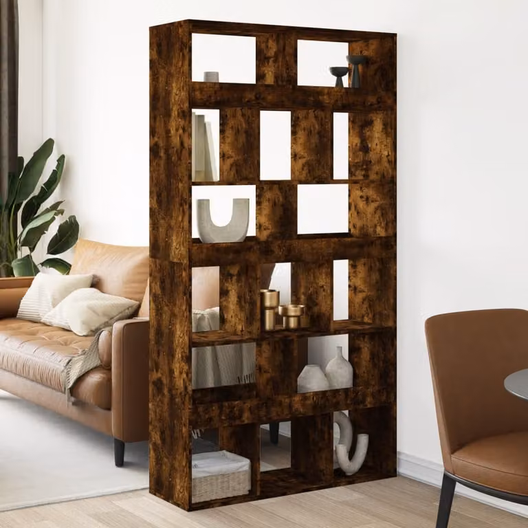 Libreria moderna vidaXL in rovere fumo con ripiani in MDF, L 100 cm, P 33 cm, H 187,5 cm