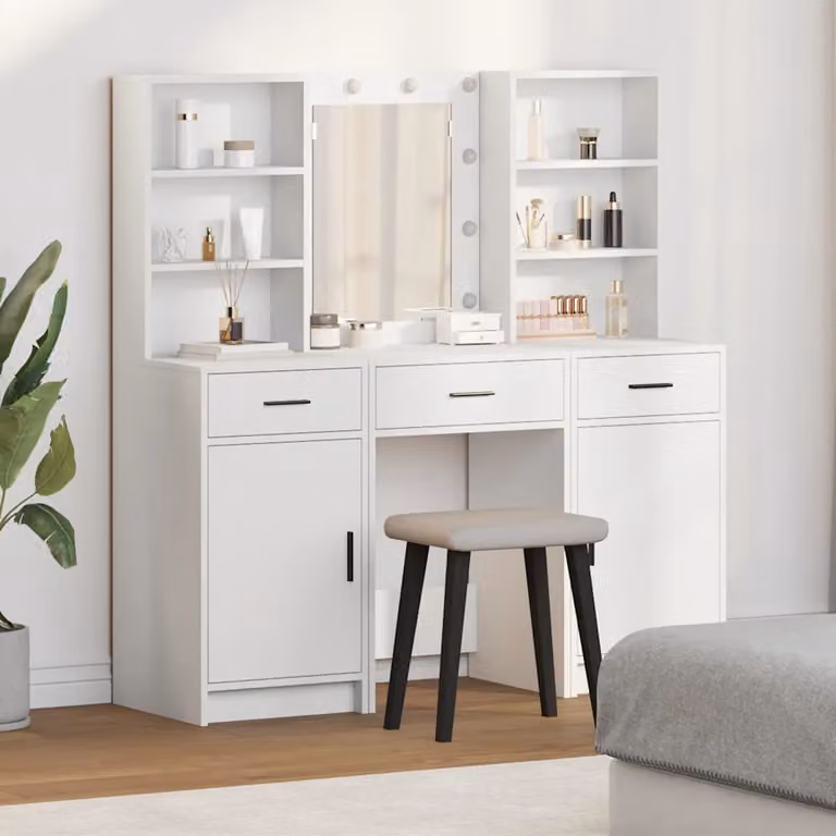 Set da tavolo da trucco con LED vidaXL Bianco