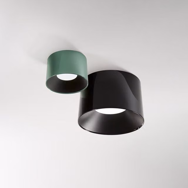 Plafoniera LED Perenz Hole in alluminio dimmabile, design cilindrico minimalista, disponibile in nero, verde o multicolore