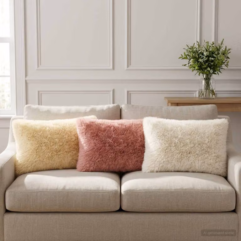 Set di 6 federe vidaXL HEERLEN in pile rosa, L 30 cm x P 50 cm