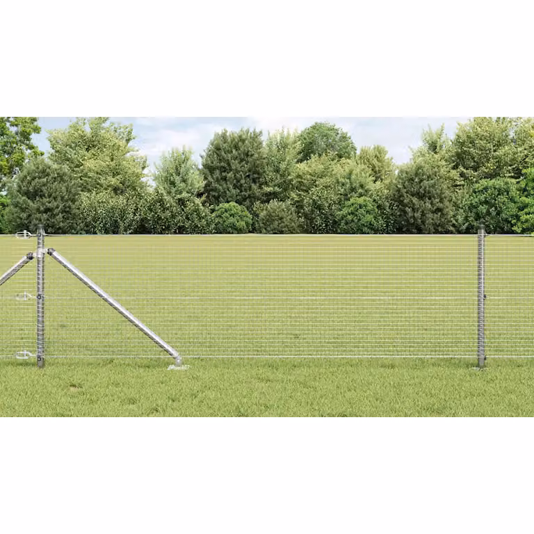 vidaXL Palo della recinzione in acciaio zincato argento, L: 50 cm, H: 60 cm