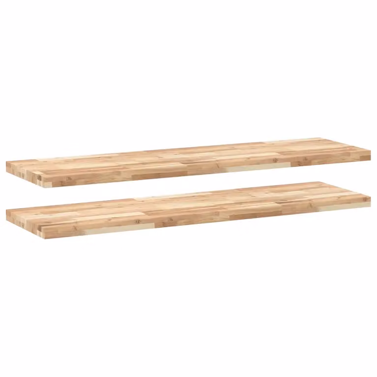 Set di 2 mensole da parete VIDAXL in legno di acacia non trattato, colore marrone, L 140 cm x P 40 cm x H 4 cm