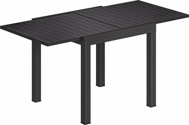 Outsunny Tavolo da Giardino Allungabile per 4-6 Persone in Alluminio Nero con Piano a Doghe L/P/H: 80/160 x 80 x 75 cm
