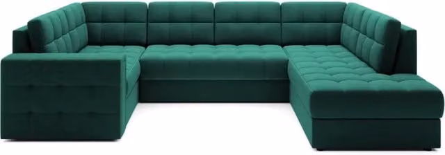 Divano ad angolo convertibile MONTEZA MEUBLORAMA verde con contenitore e letto, L: 299 cm