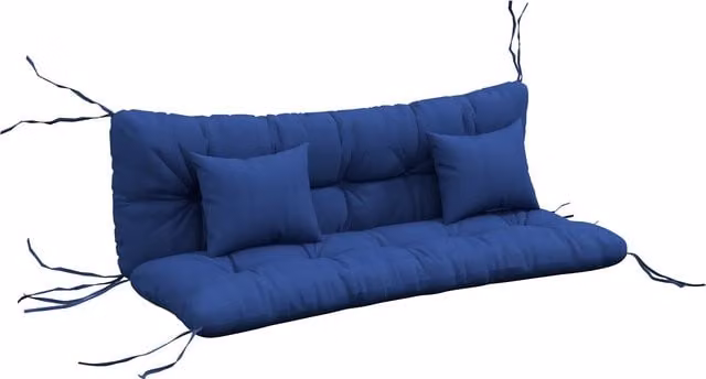 Set di 4 cuscini per seduta idrorepellenti Outsunny con lacci, Blu, L: 150 cm, H: 10 cm