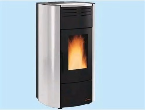 Termostufa a pellet La Nordica Raffaella 19 color argento, potenza 18.8 kW, L: 63 cm, P: 62 cm, H: 117 cm