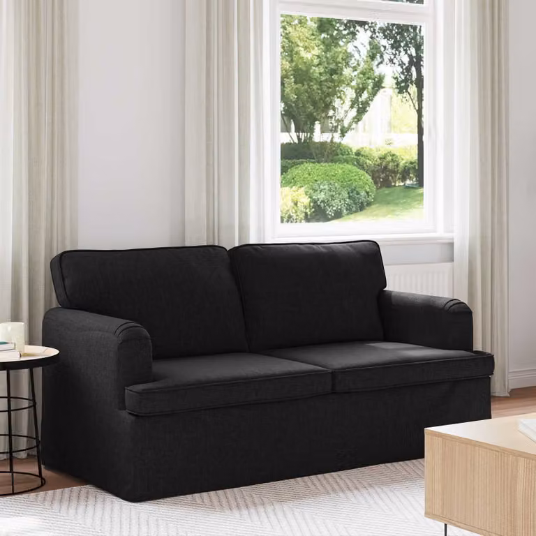 Divano vidaXL Nero in Tessuto con Struttura in Metallo L: 162 cm, P: 80 cm, H: 85 cm