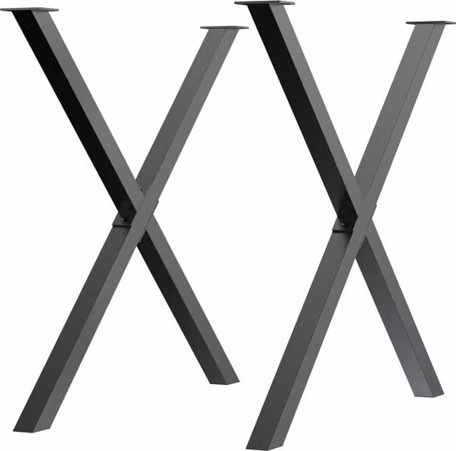 Set di 2 gambe per tavolo a X HOMCOM in acciaio inossidabile nero, L/P/H: 80 x 4 x 72 cm