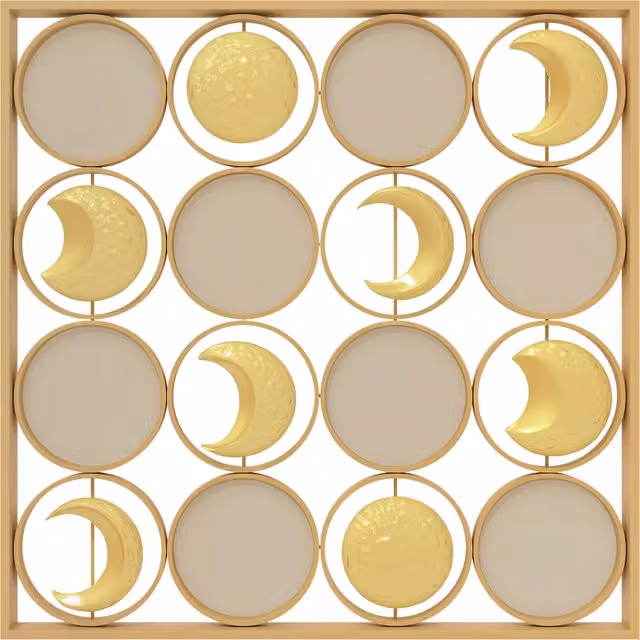Decorazione da Parete in Metallo HOMCOM con 16 Dischi Fasi Lunari, Design Astratto Moderno, Colore Oro