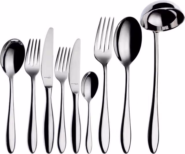 Set di posate Casa Bugatti Fresco in acciaio inox argentato con scatola Wengè, 75 pezzi