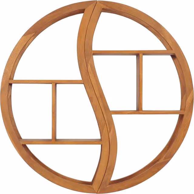 Mensola Yin Yang vidaXL in legno massello di teak marrone L: 100 cm, P: 20 cm, H: 100 cm