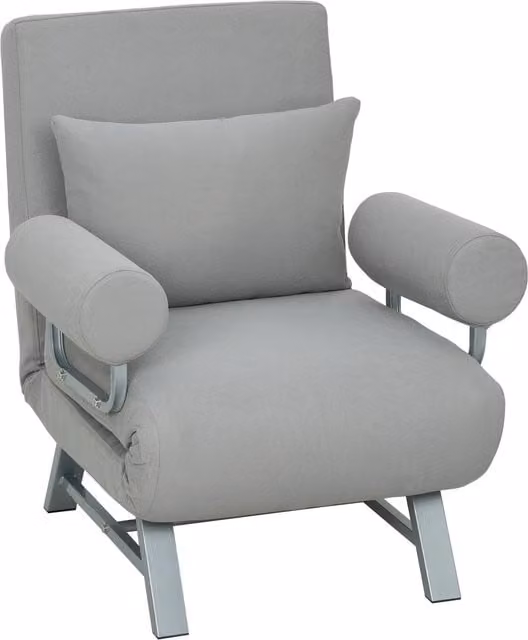 Poltrona letto imbottita HOMCOM ergonomica e trasformabile in letto per ospiti, grigio chiaro