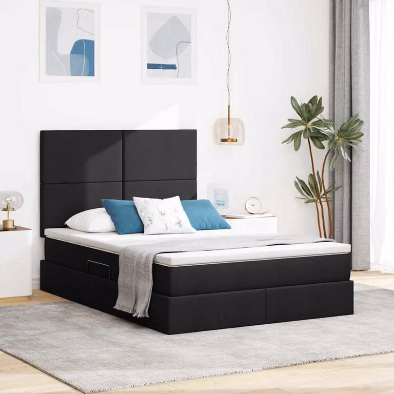 Letto con contenitore e illuminazione LED vidaXL Nero L/P/H: 140 x 200 x 128 cm