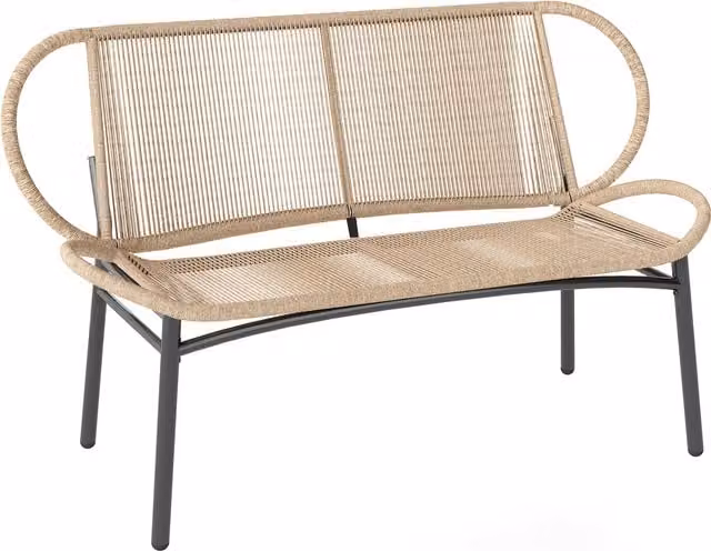 Panchina da giardino Outsunny a 2 posti in resina intrecciata e metallo, resistente alle intemperie, colore beige/marrone