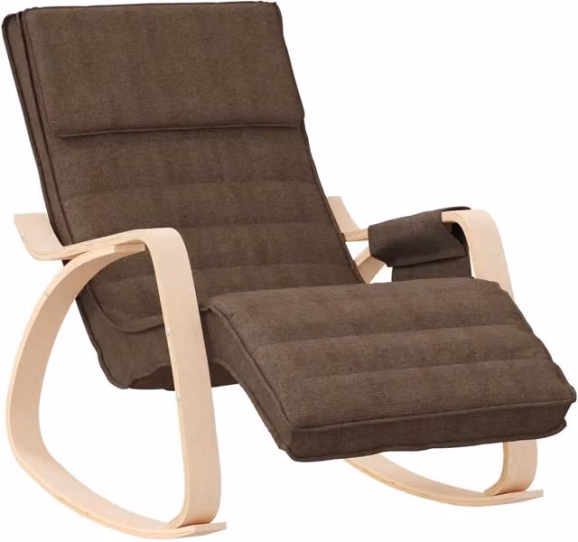 Sedia a Dondolo Moderna in Tessuto Marrone e Legno di Betulla CFW4330951
