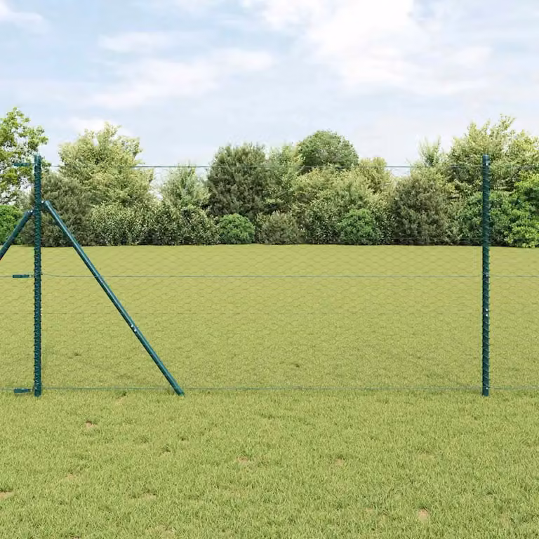Recinzione in rete con pali tondi vidaXL, colore grigio, L: 50 m, H: 1,4 m
