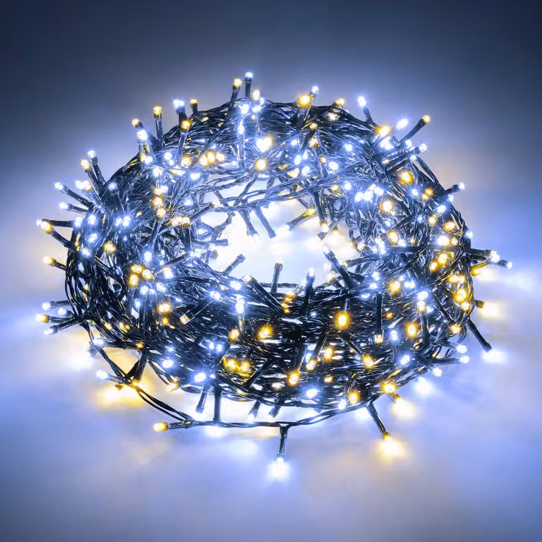 Dictrolux Catena Luminosa Compact con 500 LED Multicolore e Verde, Lunghezza: 15 m