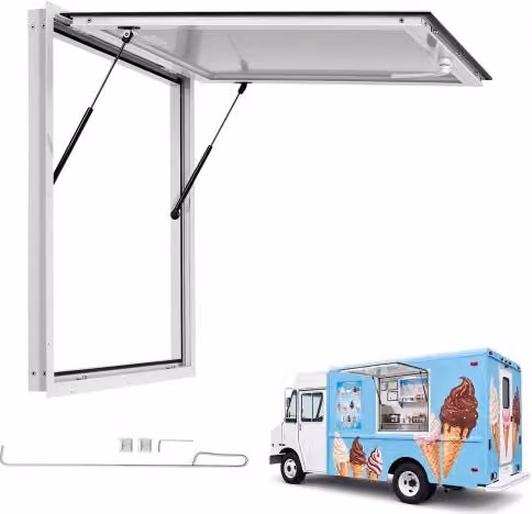 VEVOR Sportello di Servizio per Concessione con Tendalino in Lega di Alluminio, Colore Bianco, L/P: 91,5 x 91,5 cm