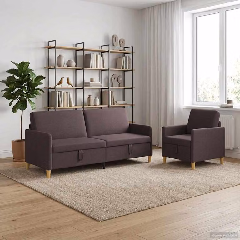 Set di divani vidaXL moderno in tessuto marrone con seduta sollevabile e coperture rimovibili per il tuo soggiorno