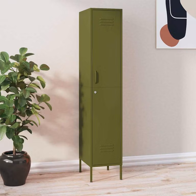 Armadio in metallo vidaXL Verde Oliva con ante a battente e serratura L/P/H: 35 x 46 x 180 cm