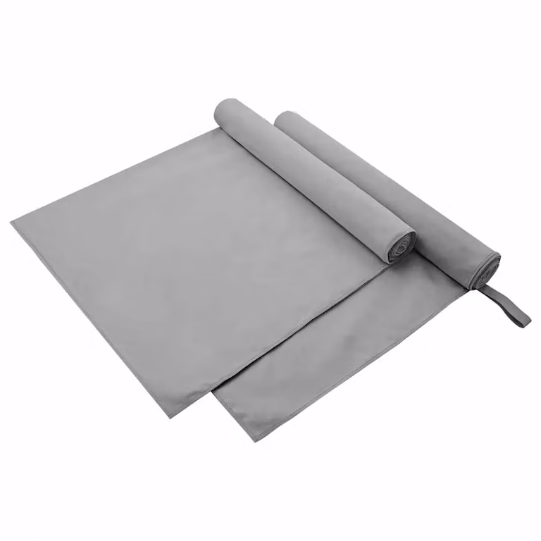 Set di 2 asciugamani sportivi vidaXL in microfibra e poliammide, colore grigio, 90 x 180 cm