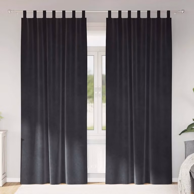 Set di 2 tende oscuranti vidaXL in velluto antracite, L: 140 cm, H: 245 cm