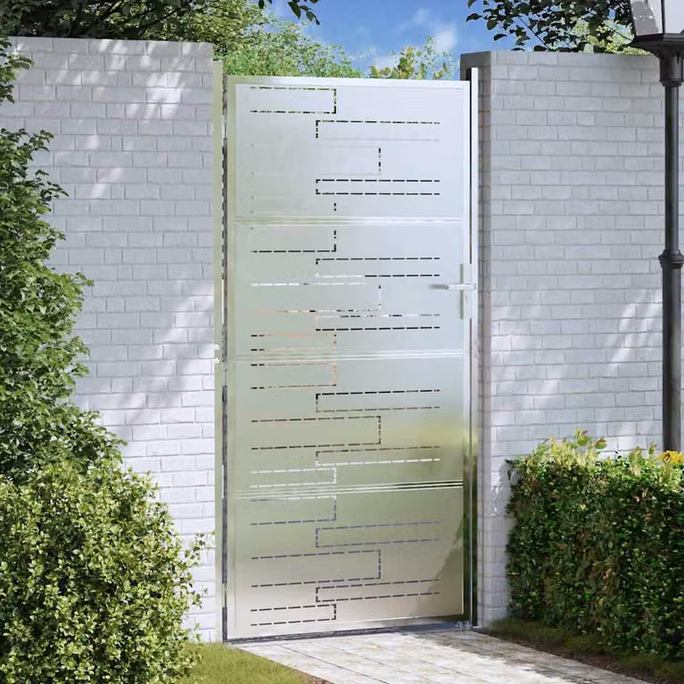 Cancello da giardino singolo vidaXL in acciaio inossidabile argento L: 96 cm, H: 180 cm