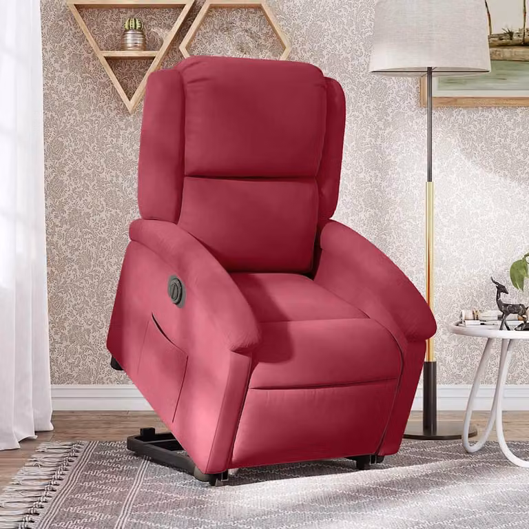 Poltrona Alzapersona Reclinabile Elettrica vidaXL in Velluto Rosso