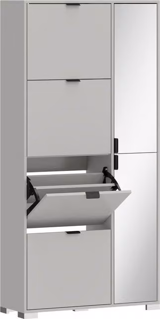 Scarpiera HOMCOM con specchio e 4 cassetti ribaltabili per ingresso, grigio moderno