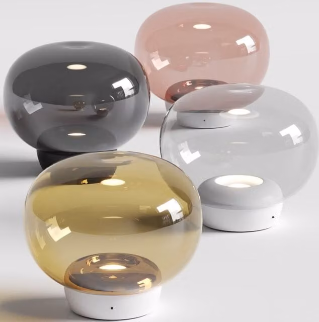 Stilnovo La Marièe Lampada da tavolo in vetro trasparente e finiture oro e rame con tecnologia LED dimmabile