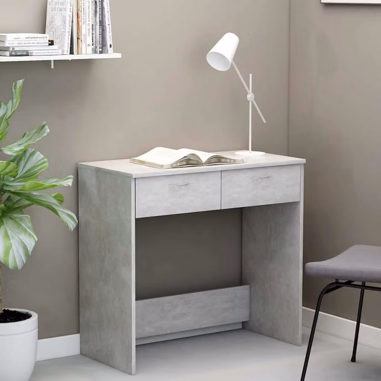 Scrivania moderna vidaXL in legno e MDF, colore grigio, L 80 x P 40 x H 75 cm
