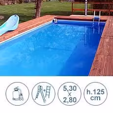 Piscina fuori terra rettangolare PISCINE ITALIA LAGUNA BASIC in acciaio galvanizzato blu L: 5,30 m, P: 2,80 m, H: 1,25 m