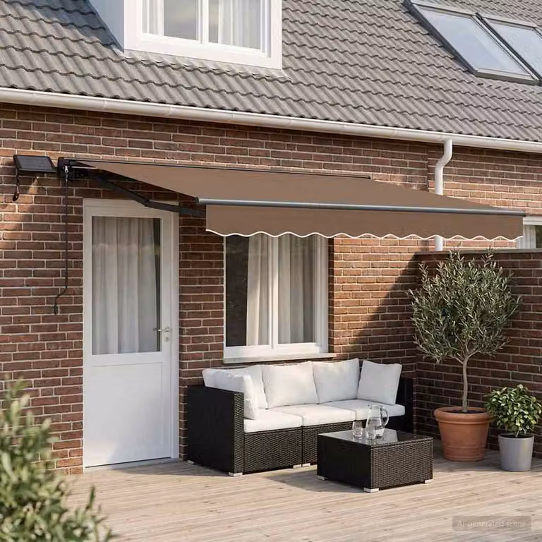 vidaXL Semi-cassette con Tenda in Poliestere e LED, Telecomando, Colore Antracite, Beige o Marrone, L: 381 cm x H: 300 cm