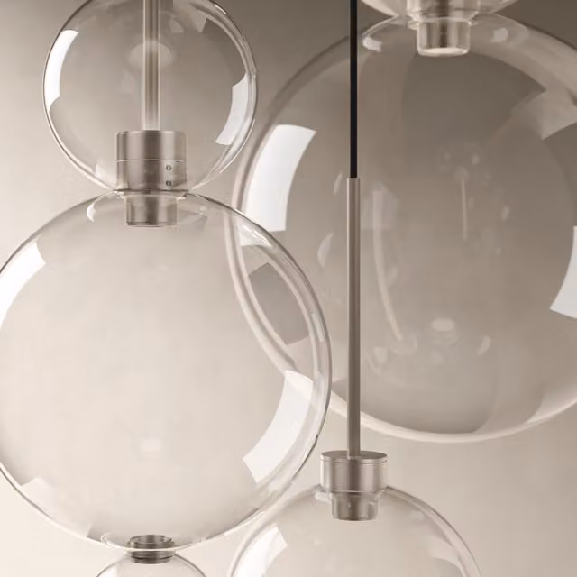 Karman Opium Cluster Lampda Sospensione in Vetro Trasparente e Metallo Oro/Ottone con LED Dimmerabile e Altezza Regolabile