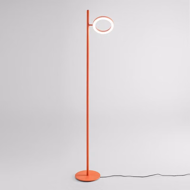 Lampada da terra Gea Ring con LED dimmerabile e regolabile in metallo e alluminio