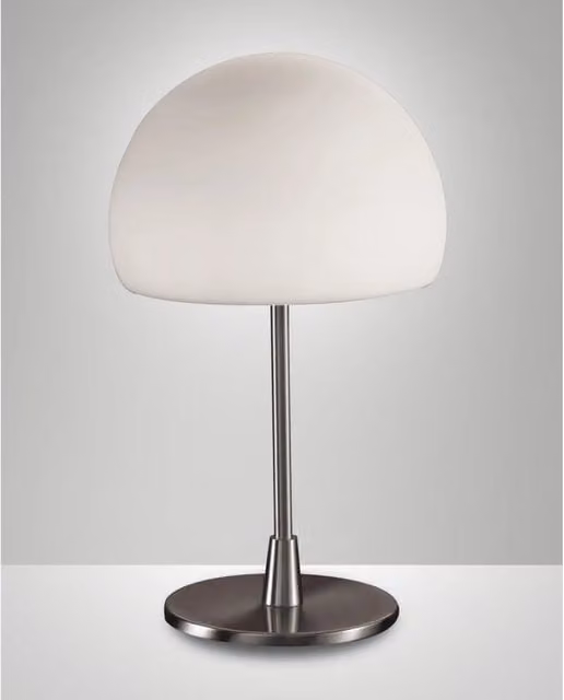Lampada da Tavolo Gaia Big Fabas Design Moderno in Metallo e Vetro Argentato con Luce Dimmerabile e Comando Touch