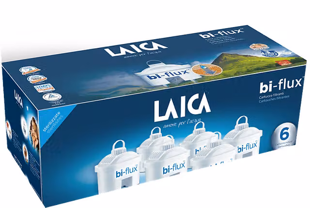 Set di 6 filtri Laica Bi-Flux a carbone attivo per caraffa filtrante, colore bianco