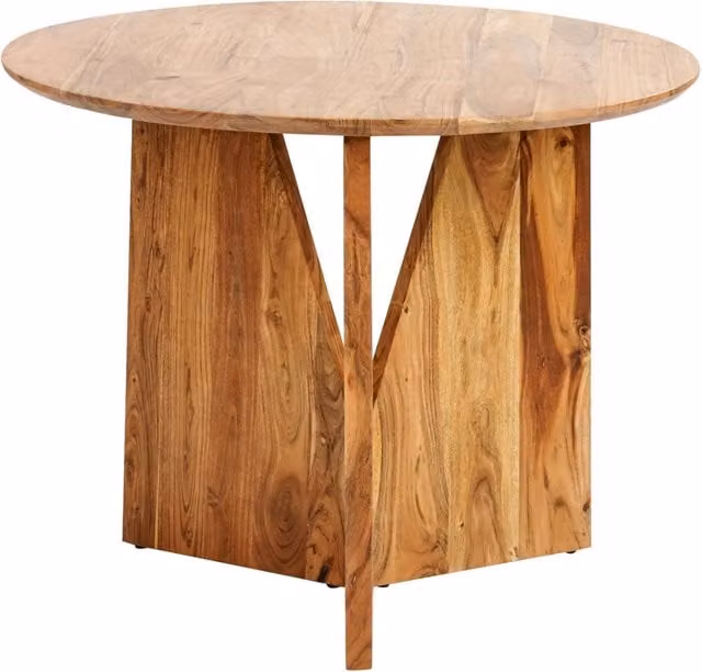 Tavolo da pranzo rotondo in legno di acacia BELIANI, colore marrone, L/P: 100 x 100 cm, H: 75 cm, design rustico