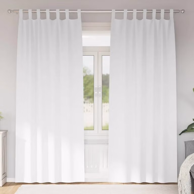 Set di 2 tende blackout vidaXL con anelli in poliestere, colore bianco puro, H 245 x L 140 cm