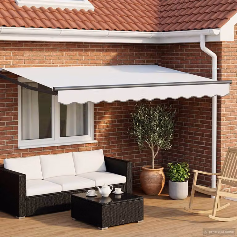 Tettuccio elettrico retrattile vidaXL in alluminio con tendalino in poliestere, bianco e antracite, L: 3 m x P: 2,5 m